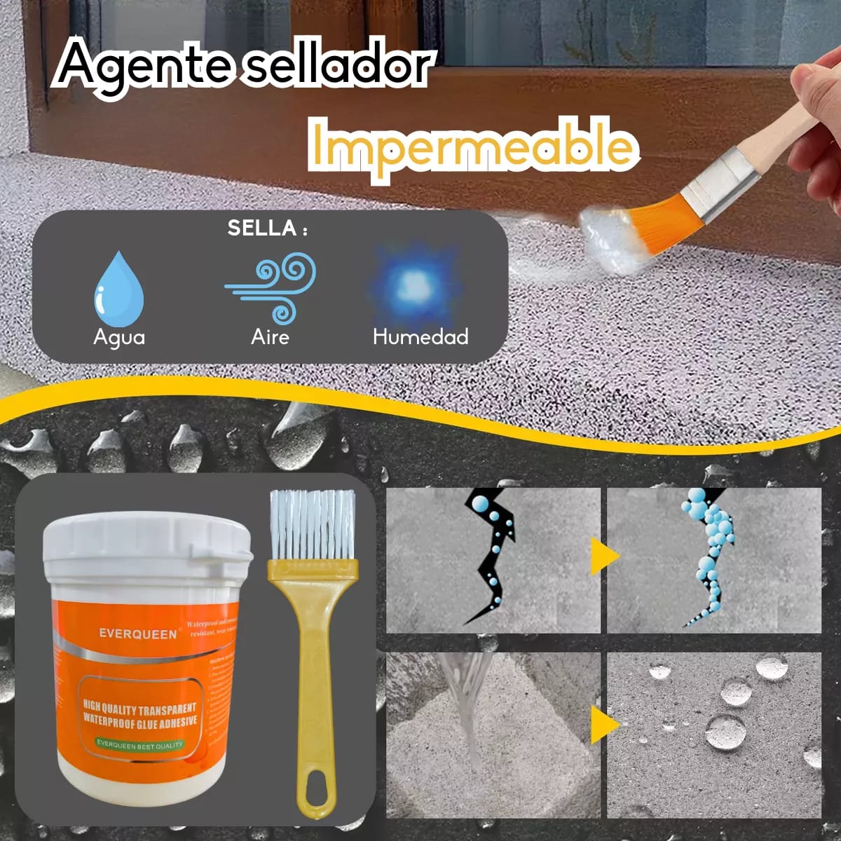 Adhesivo Transparente Impermeable + Brocha